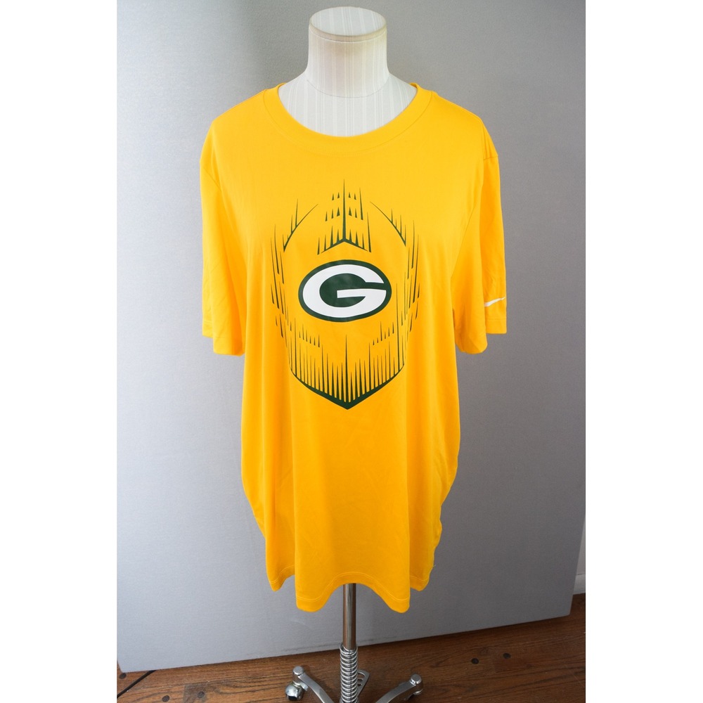 Nike NFL Green Bay Packers Dri-FIT Gold T-Shirt Mens Large New Crew